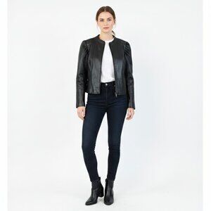 *Danier Leather Black Cropped Leather Jacket